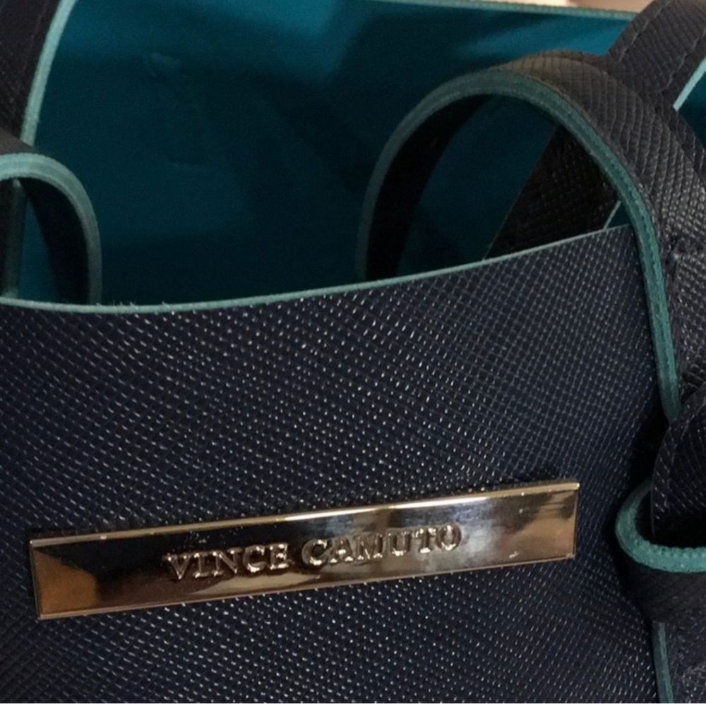 Vince Camuto Reversible Navy and Teal Tote - Picture 2 of 3